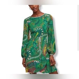 Anthropologie Maeve Janis dress with a green paisley print size 12 euc